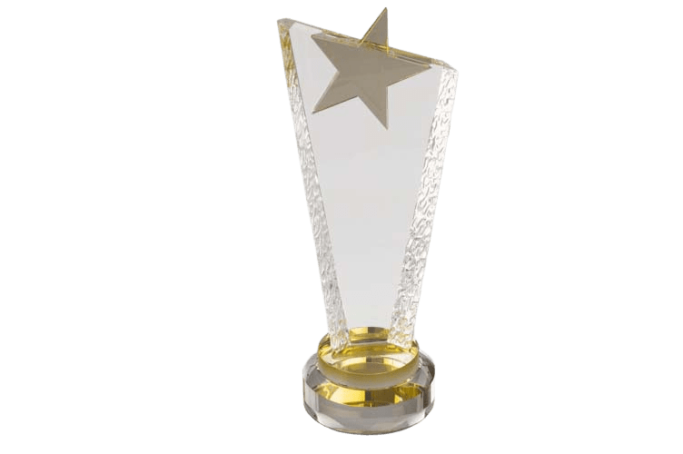 Frosted Edged Corporate Crystal Trophy - CG1079